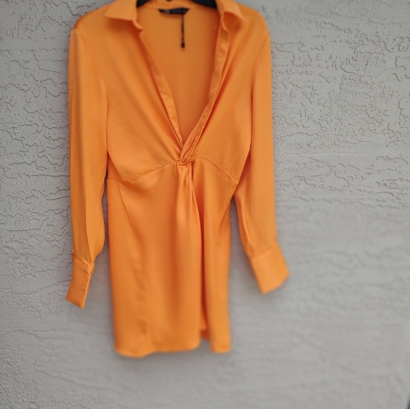 Zara orange satin mini dress - Picture 7 of 12
